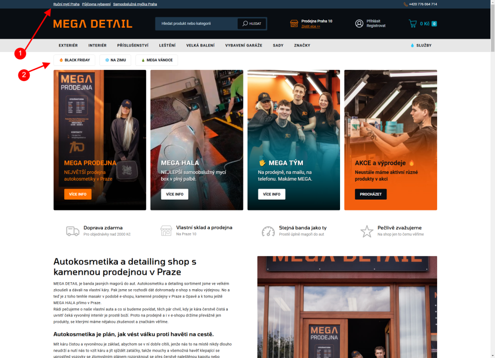 Speciální pozice vybraných položek v TOP MENU e-shopu na Upgates – zvýrazněte klíčové informace a kategorie
