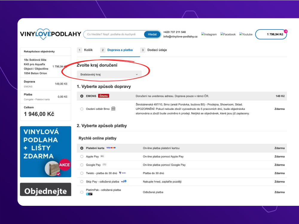 Dopravy podle krajů pro Upgates (řízení dopravy dle regionu)
