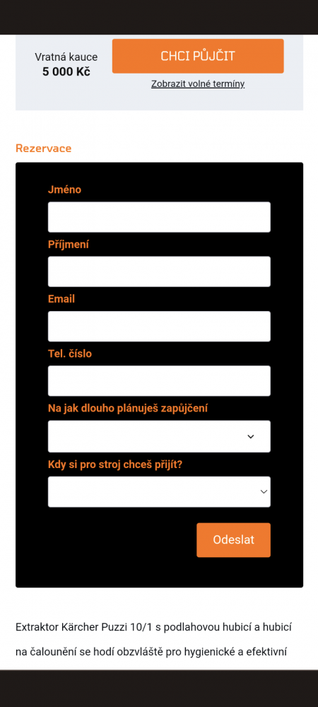 Půjčovna produktů – rezervace a kalendář dostupnosti pro Upgates