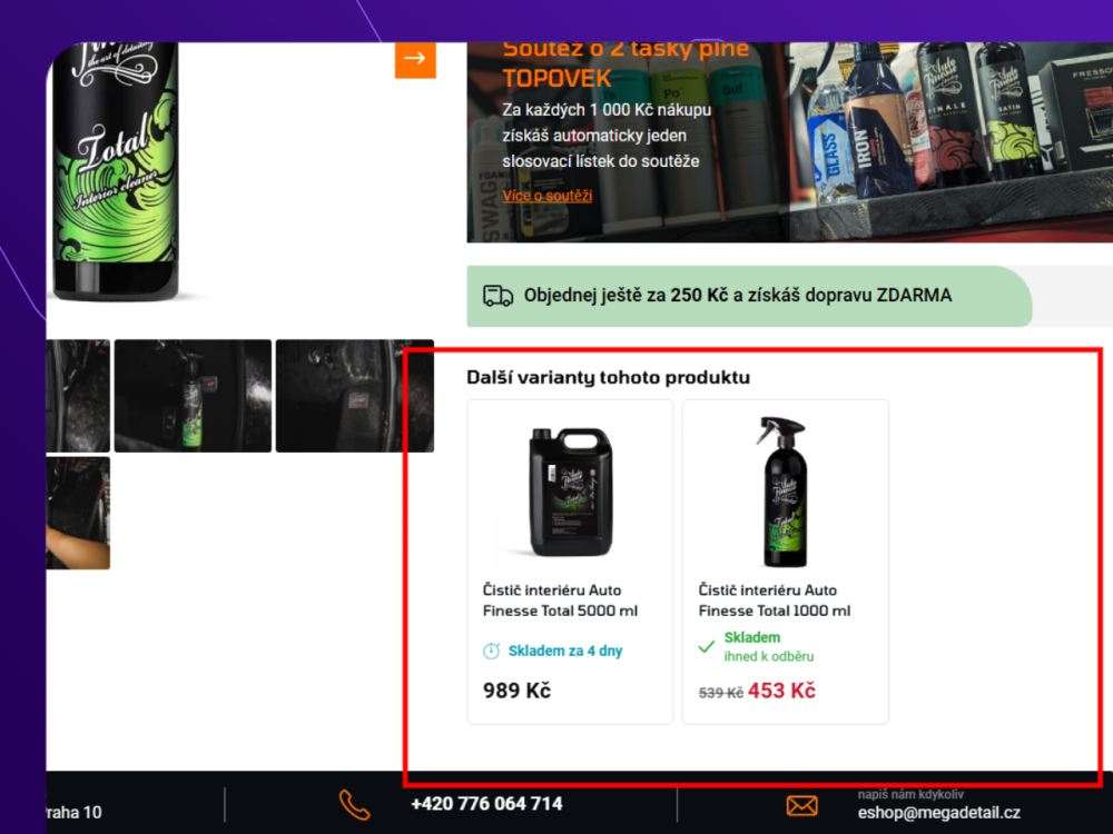 Ala varianty produktů z master produktů na e-shopu Upgates – přehlednější zobrazení produktů bez kompromisů