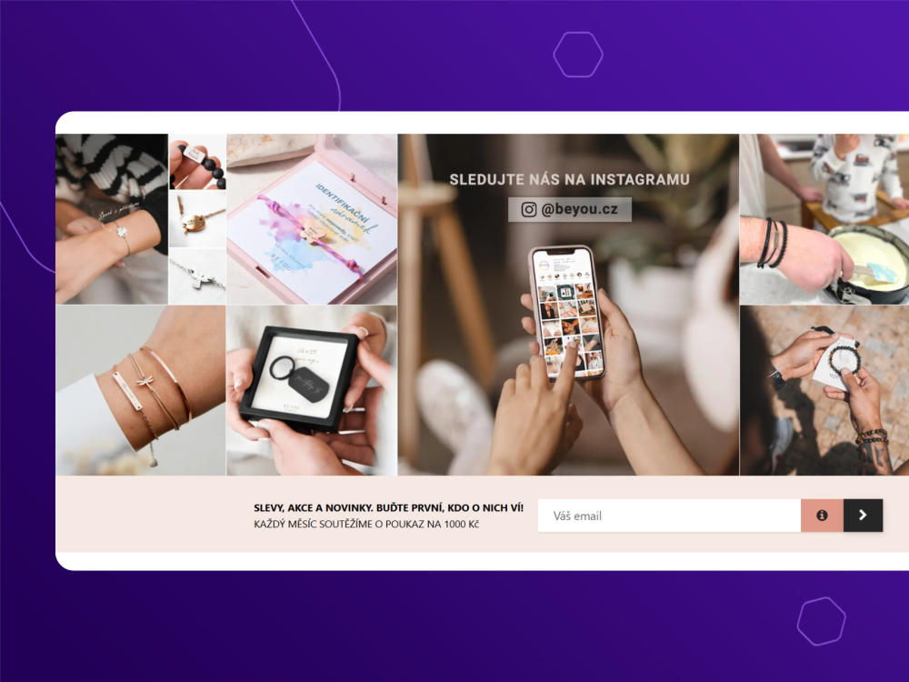 Instagram widget na e-shop Upgates s proklikem na IG