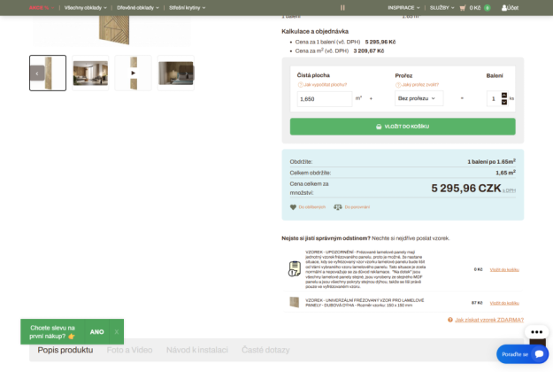 konfigurátor - kalkulačka na výpočet potřebného počtu balení na Upgates - Vhodné pro podlahy a krytiny