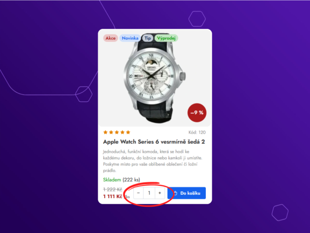 Možnost změny koupených ks produktu v kategorii pro Shoptet