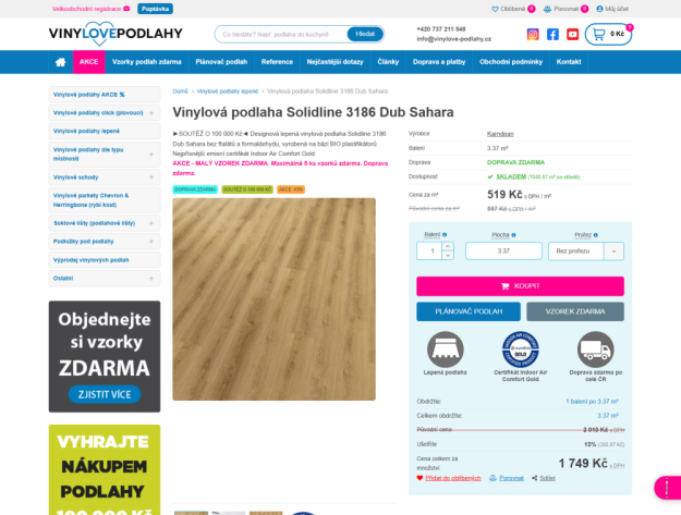 konfigurátor - kalkulačka na výpočet potřebného počtu balení na Upgates - Vhodné pro podlahy a krytiny