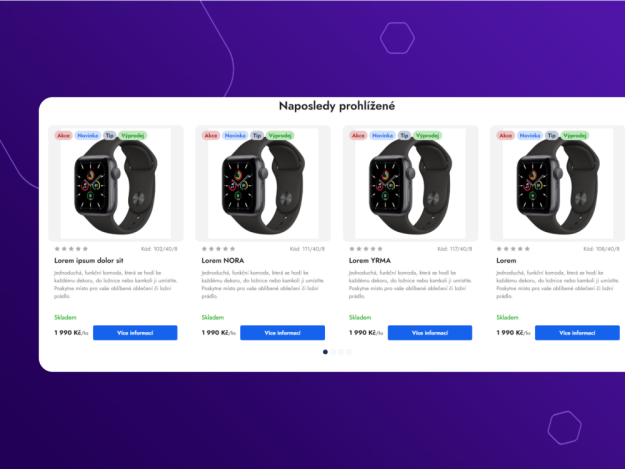 Moderní carousel naposledy prohlížených produktů pro Shoptet