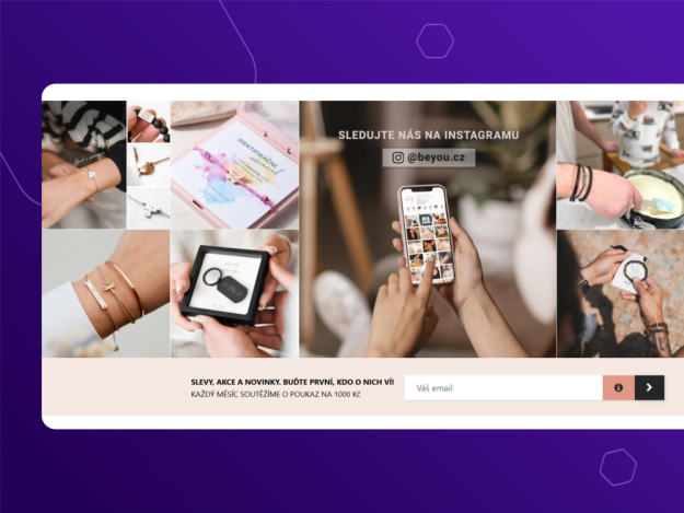 Instagram widget na e-shop Upgates s proklikem na IG