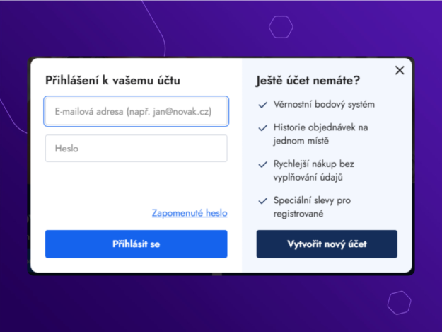 Moderní přihlášení a registrace zákazníků pro Shoptet