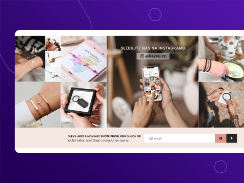 Instagram widget na e-shop Upgates s proklikem na IG