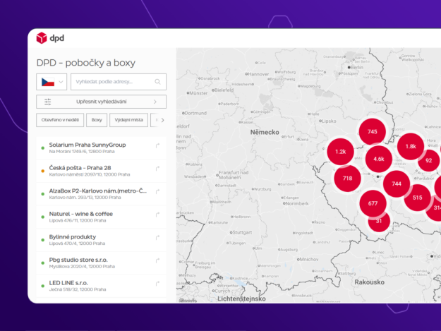 DPD PickUp Mapa - widget výběru výdejního místa v košíku Upgates