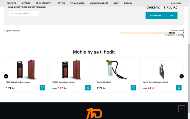 Upsell nabídka produktů v prvním kroku košíku na Upgates – zvyšte průměrnou hodnotu objednávek