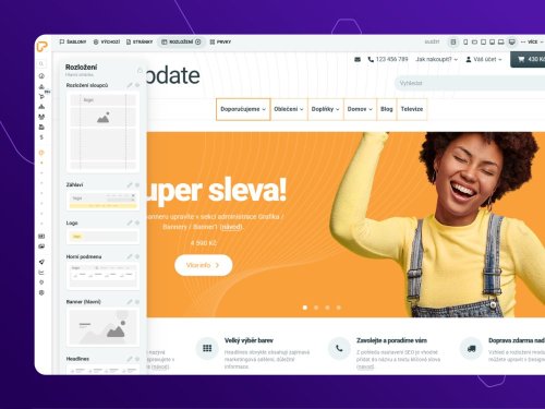 Převod e-shopu na novou verzi Upgates a nastavení šablony v Designeru dle původního designu