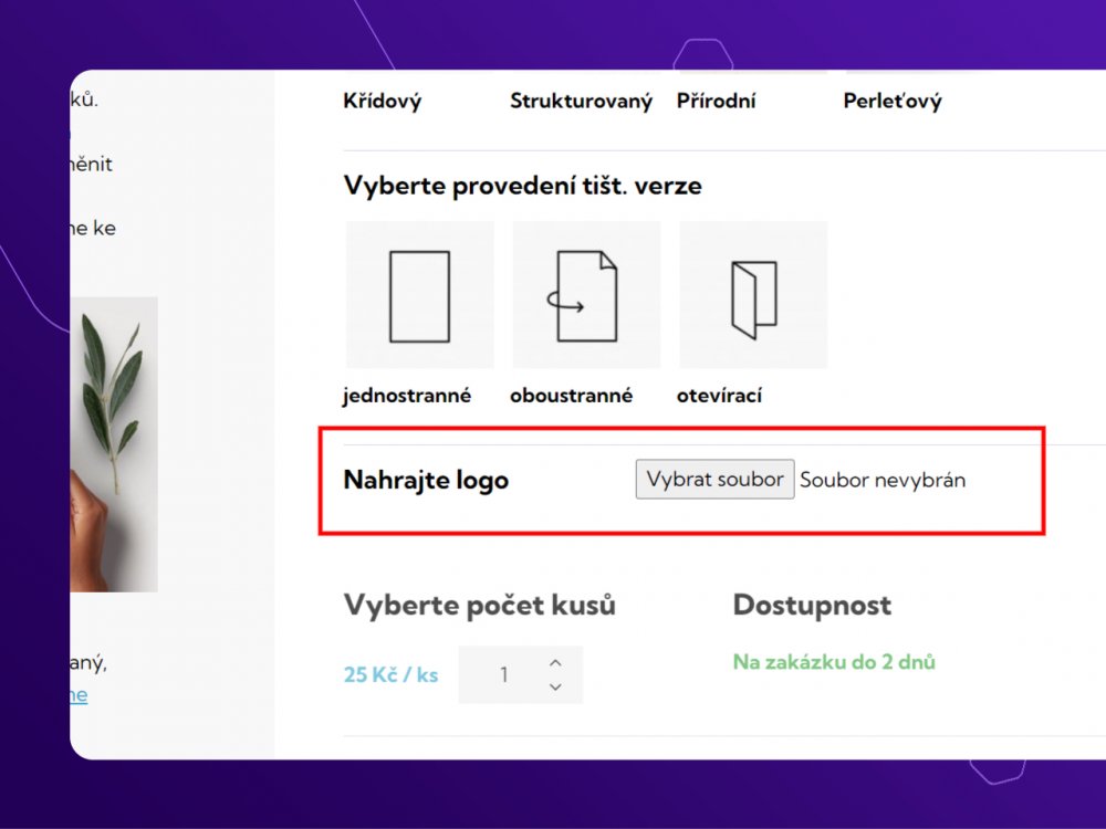 Konfigurace produktu s možností nahrání obrázku/fotky do objednávky pro Upgates