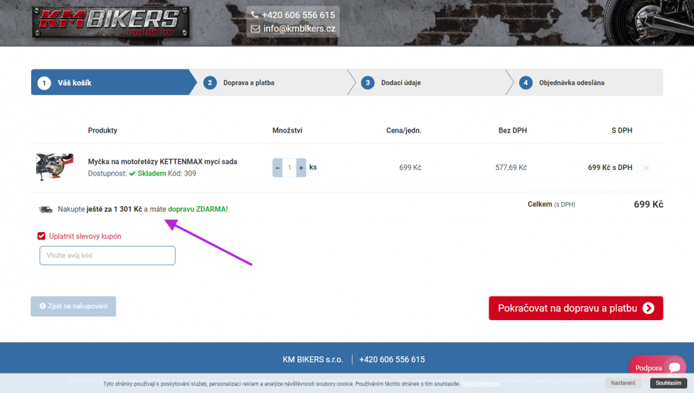 NEXT-GEN odpočty do dopravy zdarma na různých místech e-shopu Upgates