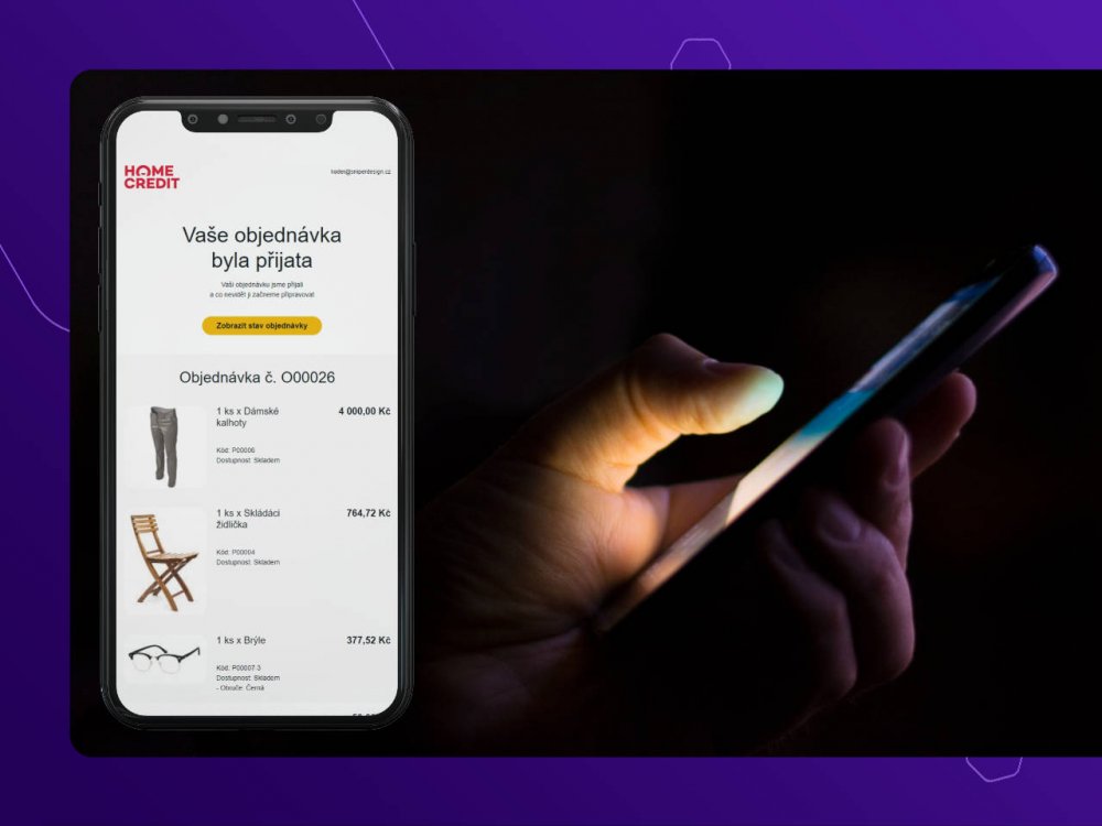 Responzivní designová sada transakčních emailů pro e-shop Upgates