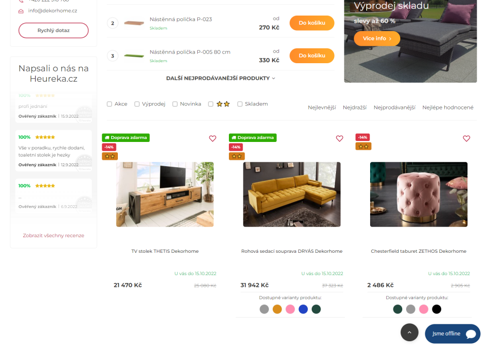 Heureka recenze na Upgates e-shop V 3.0 - automatický import do e-shopu s možností filtrování