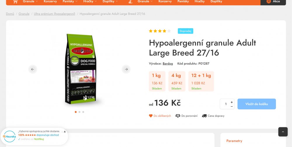 Ihned viditelné varianty a jejich podrobnosti v detailu produktu, včetně dostupnosti (Upgates)