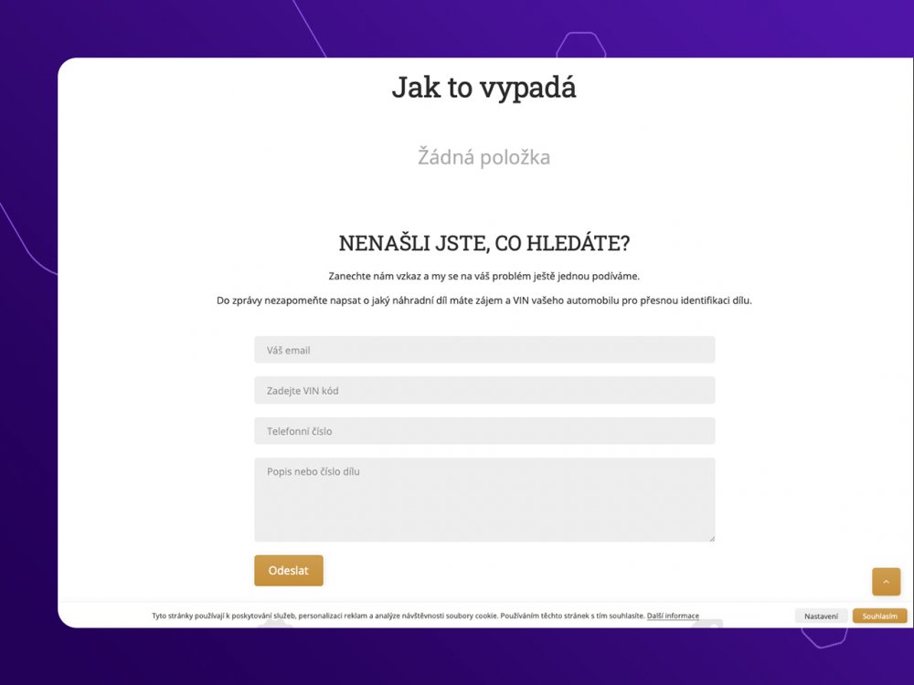 Formulář ve vyhledávání pro Upgates e-shopy