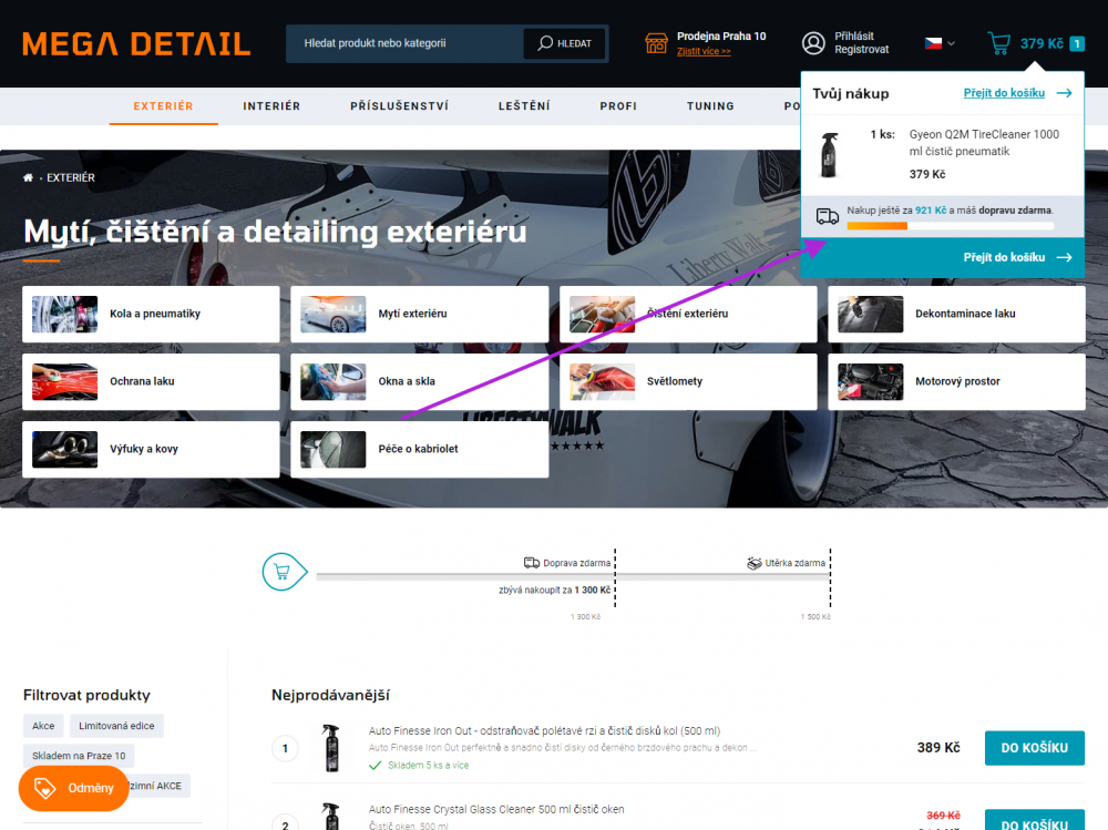 NEXT-GEN odpočty do dopravy zdarma na různých místech e-shopu Upgates