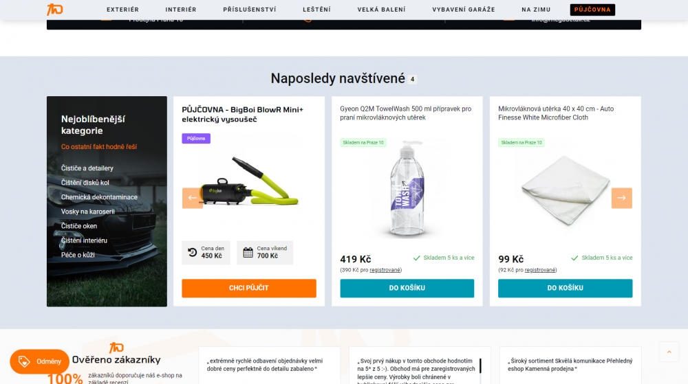 Půjčovna produktů – rezervace a kalendář dostupnosti pro Upgates