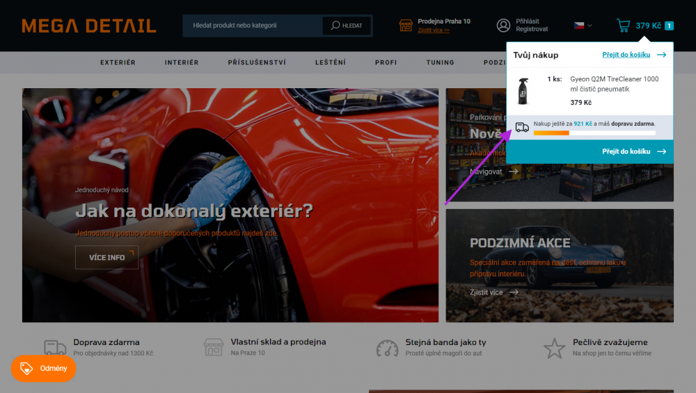 NEXT-GEN odpočty do dopravy zdarma na různých místech e-shopu Upgates