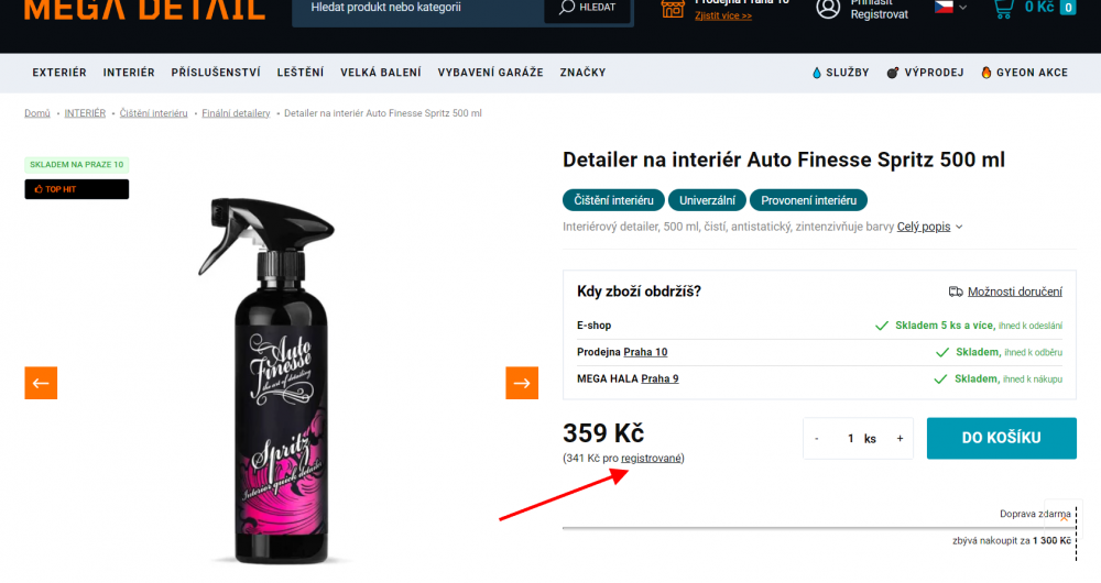 Sleva pro registrované v detailu produktu + zobrazení po přihlášení (Upgates)