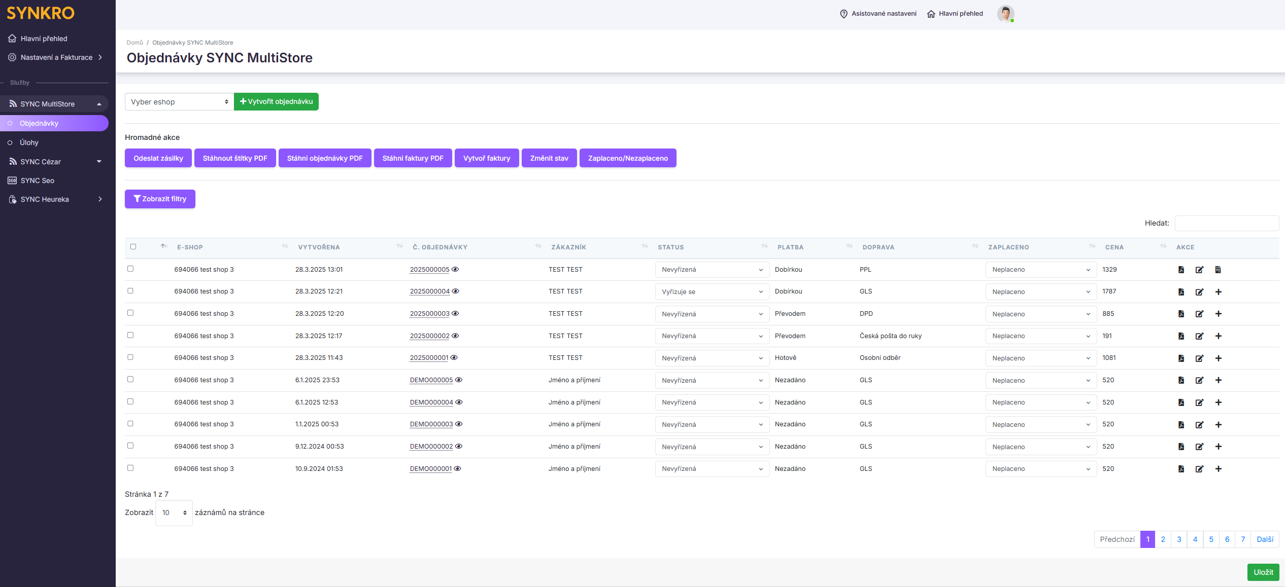 Syncron administrace