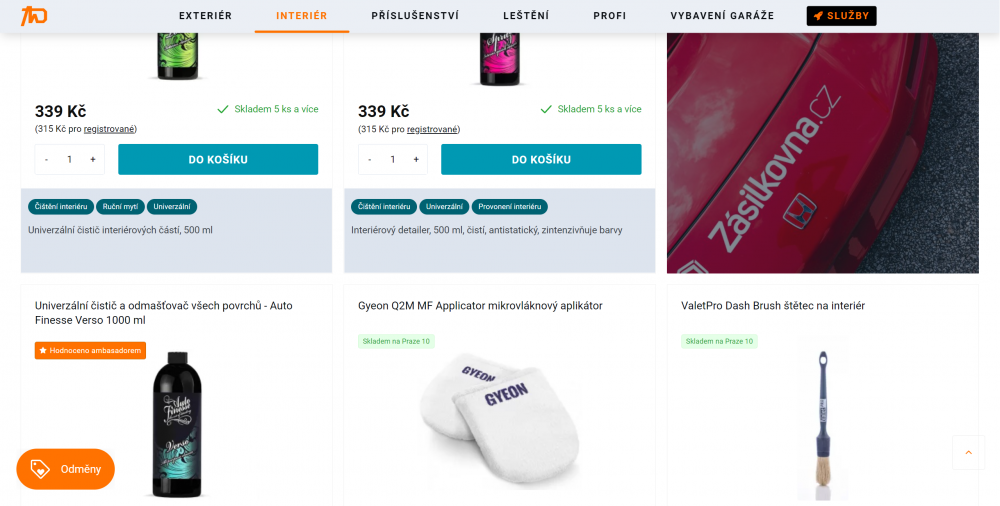 Statická informace na e-shopu Upgates na podporu registrací, akcí nebo dalších výhod e-shopu