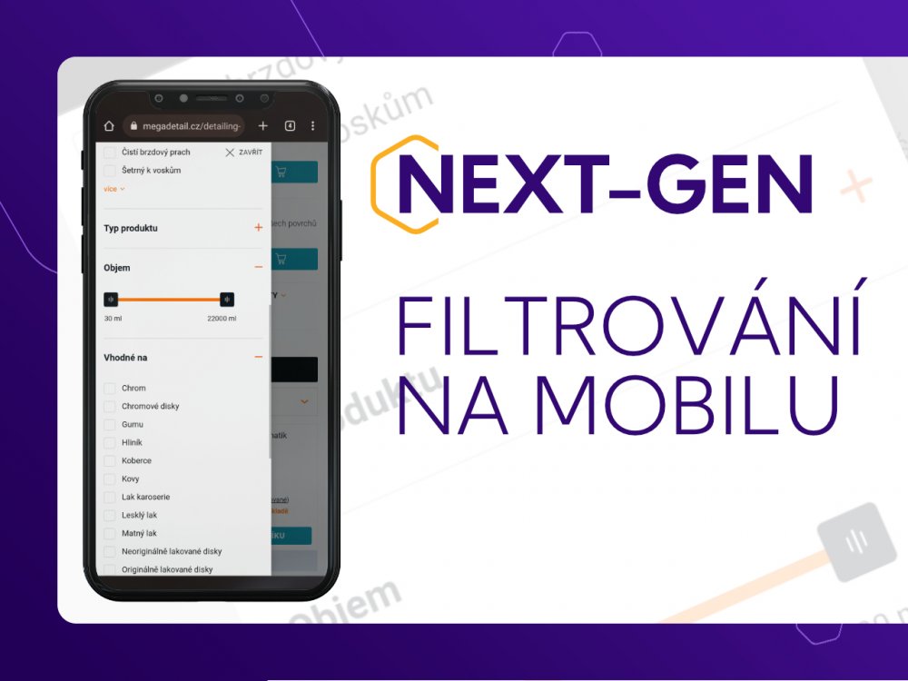 NEXT-GEN upravení filtrace produktů na mobilním zobrazení Upgates