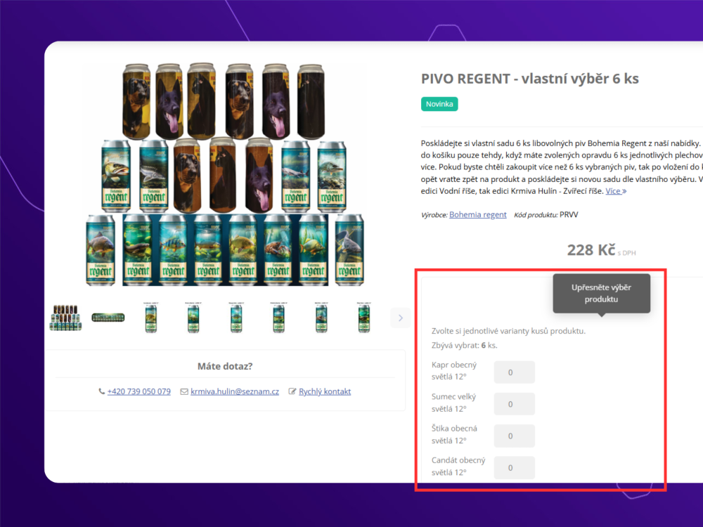 Konfigurátor vlastního balíčku produktů na Upgates