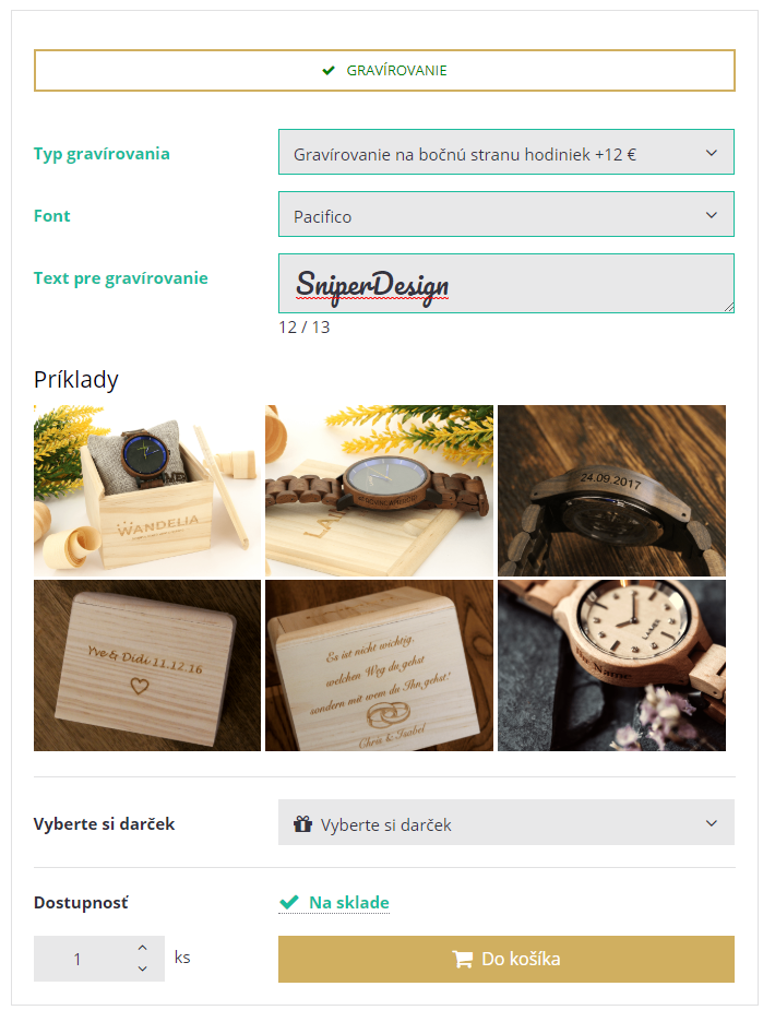 Konfigurátor na Upgates pro vložení textu a výběr fontu (Gravírování a potisk) + možnost vložení fotografie